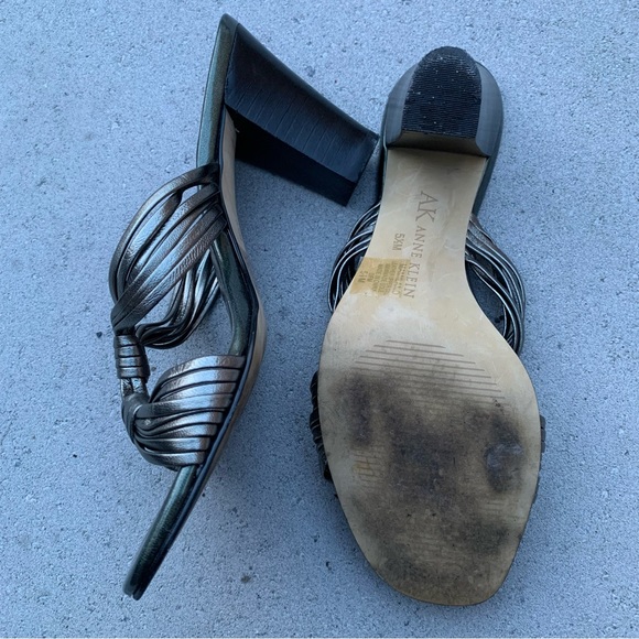 Anne Klein Pewter Strappy Heeled Sandals - Size 5.5 - Picture 5 of 5
